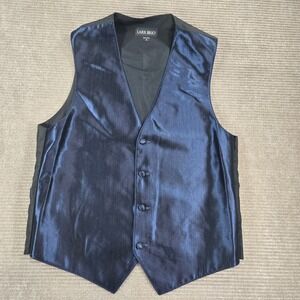 Larr Brio Mens Small Blue Shimmer Textured Formal Tuxedo Suit Vest